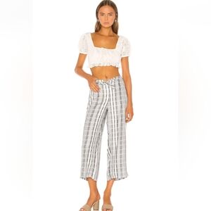 NWT L*Space Lana Pants Wide Leg Cover Up PCH Stripe Plaid Tie Waist Sz M